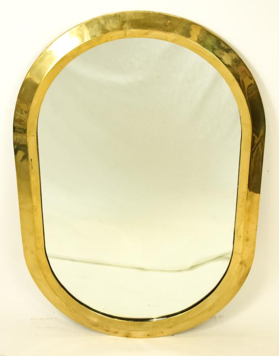 Vintage Heavy Brass Framed Oval Mirror (1 of 6)