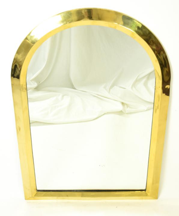 Vintage Heavy Brass Framed Arched Mirror (1 of 6)
