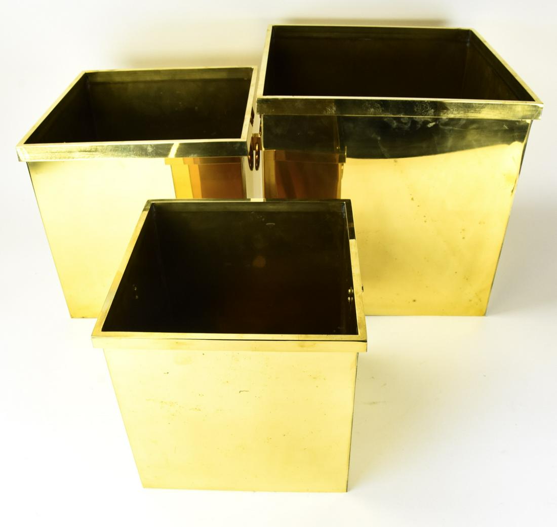 3 Contemporary Brass Handled Planters (1 of 6)