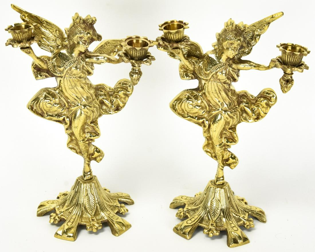 Pair Gilt Brass Figural Fairy Candelabras (1 of 6)