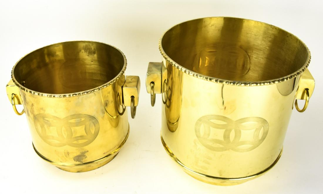 Pair Brass Asian Style Handled Planters (1 of 6)