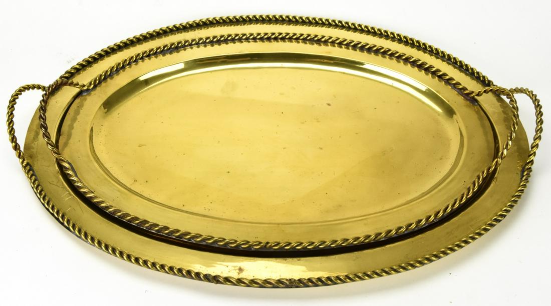 2 Vintage Brass Handled Serving Platters / Trays (1 of 7)