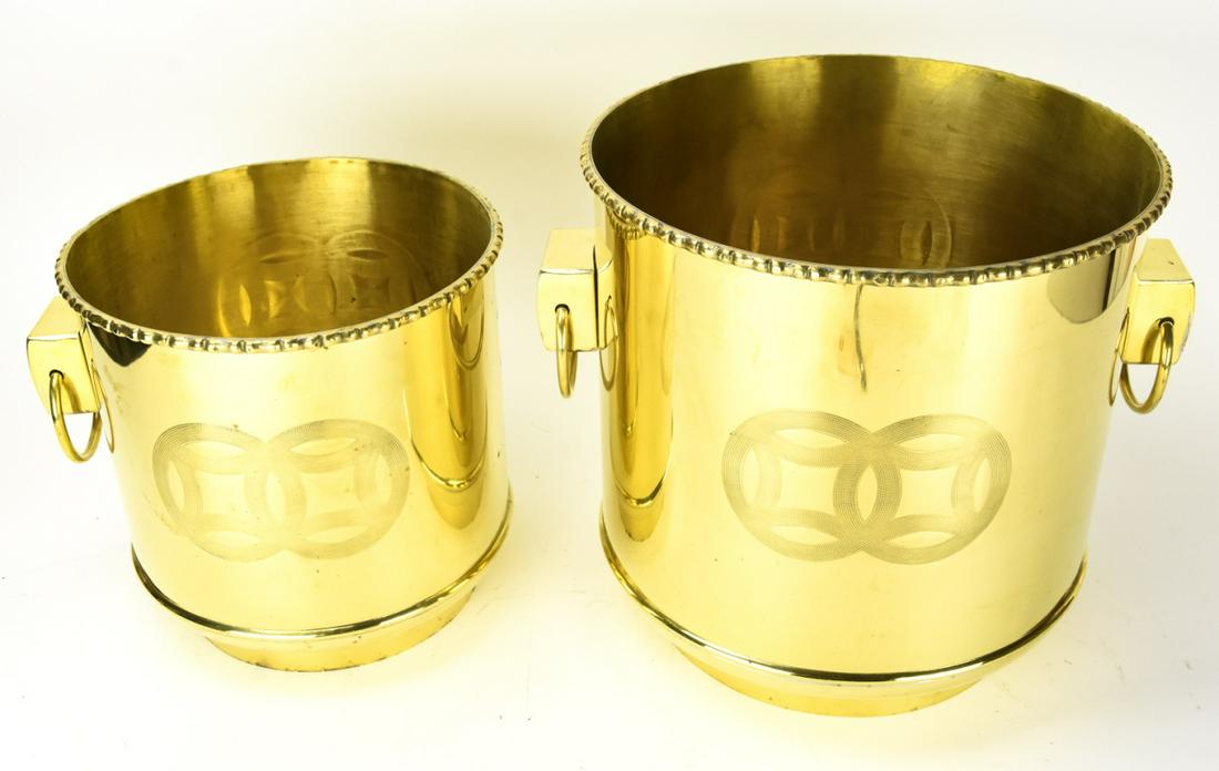 Pair Brass Asian Style Handled Planters (1 of 6)