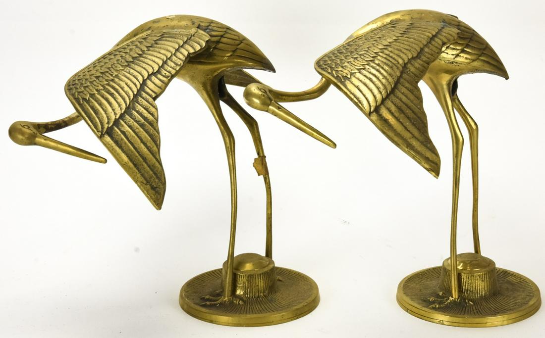 Pair Mid C Brass Figural Crane Bird Statues (1 of 6)