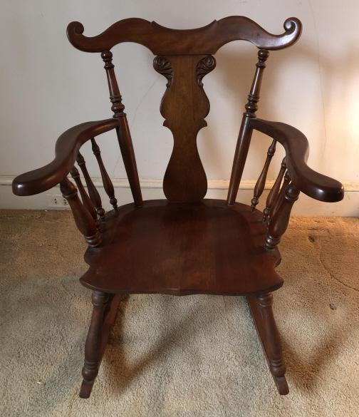 Antique Arts & Crafts Rocker w Serpentine Detail: Antique Arts & Crafts Rocker w Serpentine and Finely Carved Detail. 32 inches x 25 inches x 26 inches