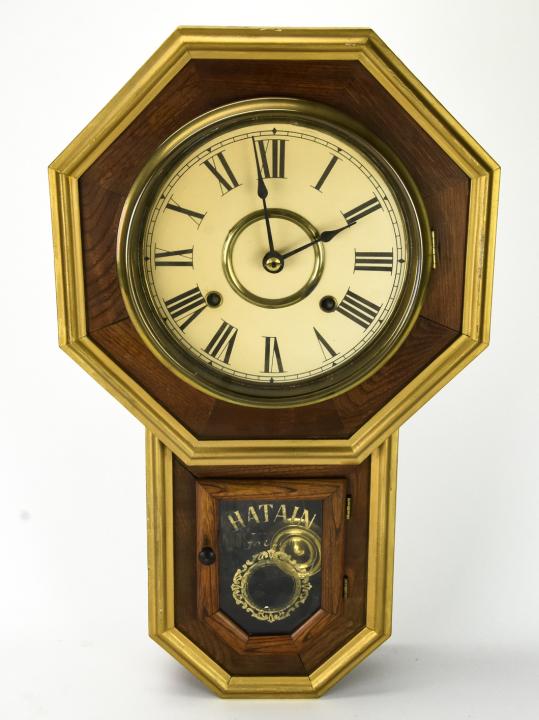 20th C Hatain Oak Case Wall Clock (1 of 6)