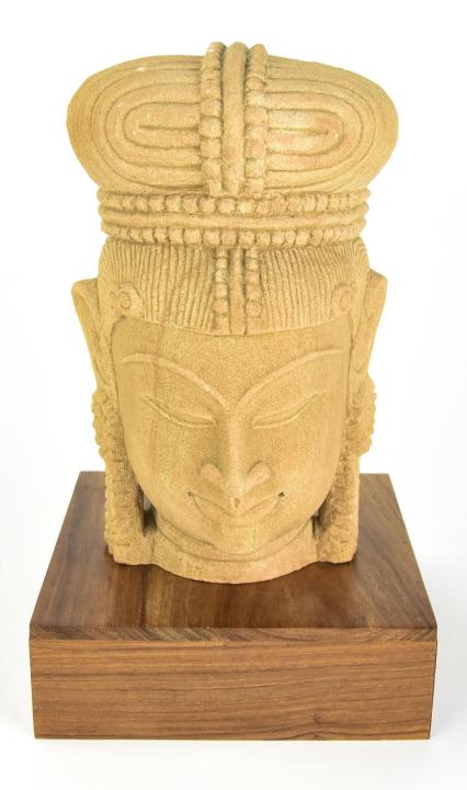 Cast Stone Buddha Head on Stand, Lillian August (1 of 5)