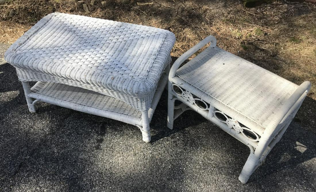 Vintage American Wicker Coffee Table & Bench (1 of 2)