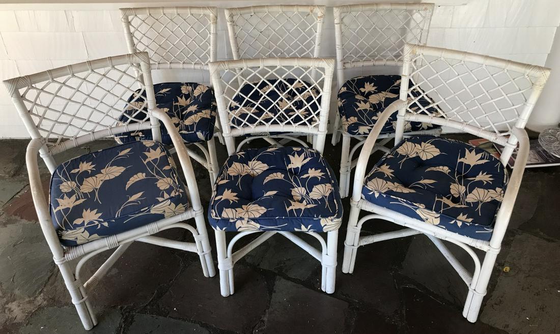 Vintage American Wicker Set of Six Dining Chairs (1 of 4)
