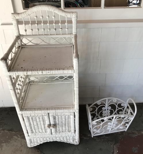 Vintage American Wicker Bookshelf & Canterbury (1 of 2)