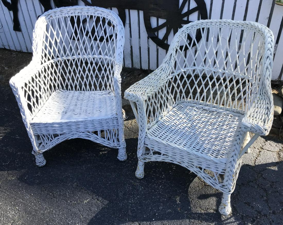 Vintage American Wicker Group of Two Armchairs (1 of 3)