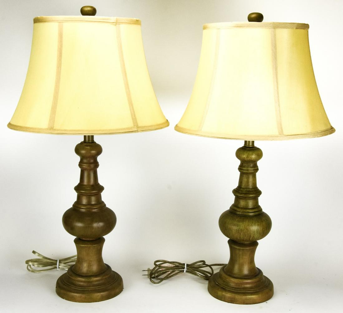 Pair Cast Ceramic,Tole, & Wood Turned Form Lamps (1 of 6)