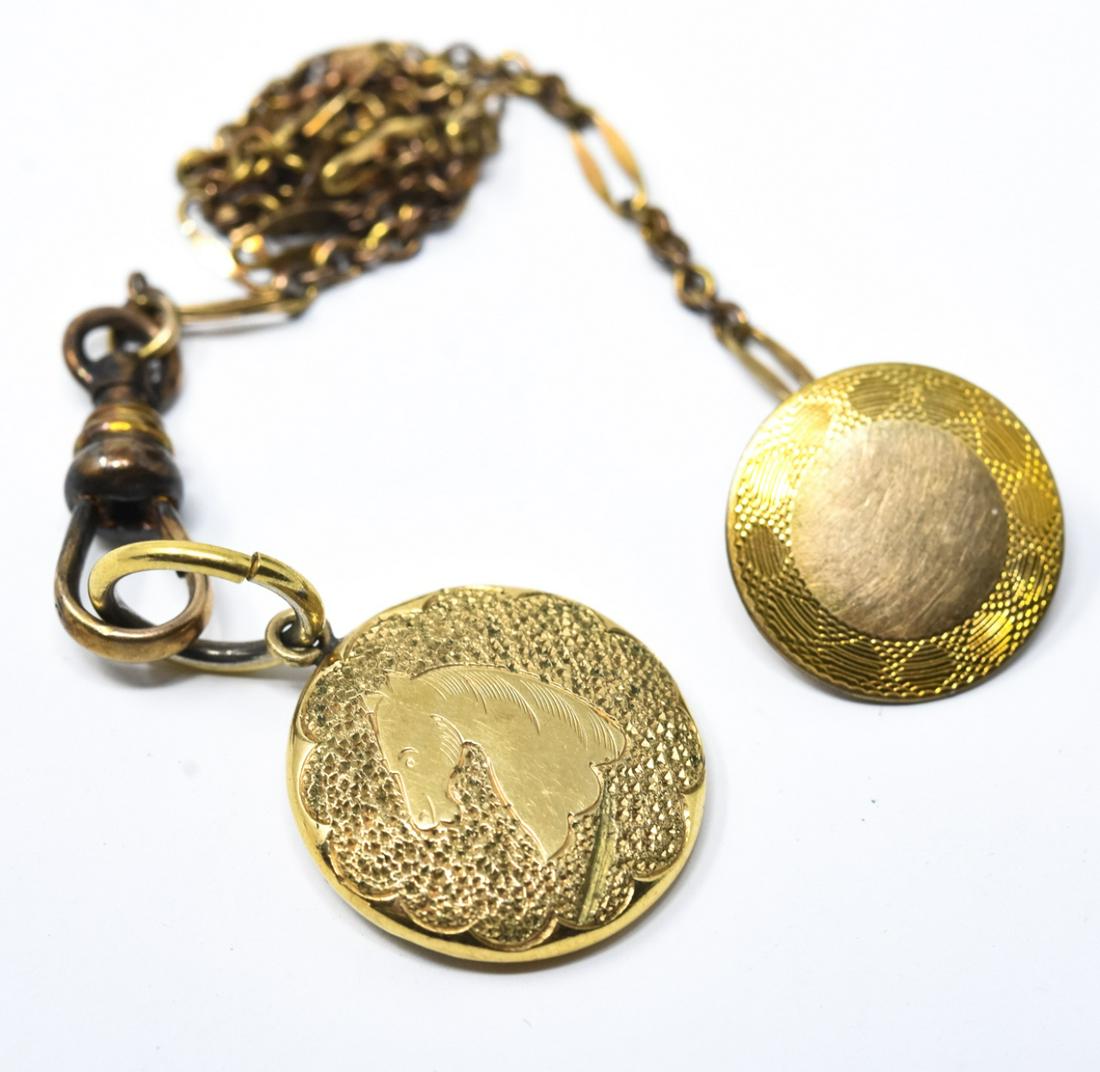 Antique 19th C Watch Chain & Horse Head Pendant (1 of 6)