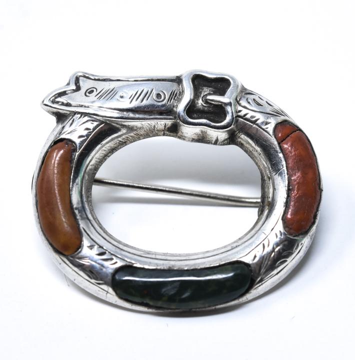 Antique Scottish Sterling Silver & Agate Brooch (1 of 4)