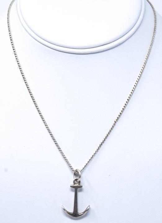 Vintage Sterling Silver Necklace w Anchor Pendant (1 of 6)