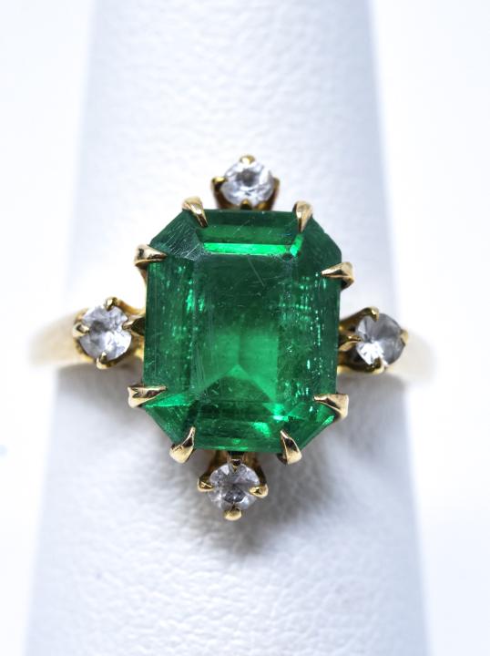 Antique 10kt Yellow Gold Emerald Paste Ring (1 of 7)