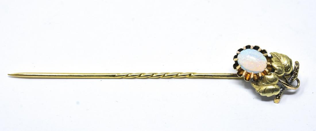 Antique 14kt Yellow Gold & Opal Cabochon Stick Pin (1 of 5)