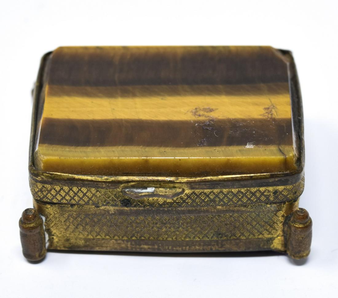 Antique 19th C Ormolu & Tiger's Eye Miniature Box (1 of 5)