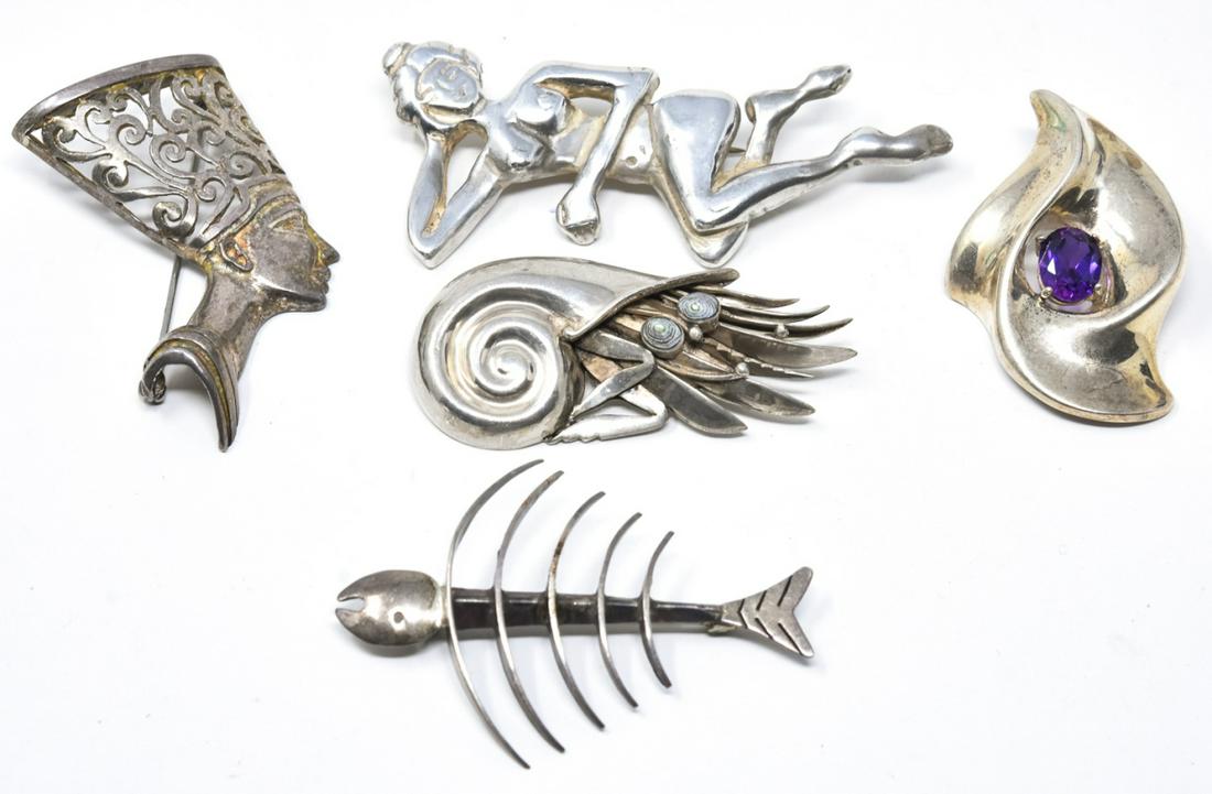 Lot of 5 Vintage Sterling Silver Pins (1 of 6)
