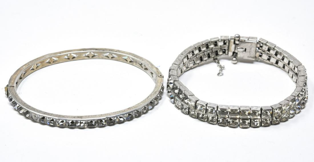 Pair of Sterling and Paste Art Deco Bracelets (1 of 7)