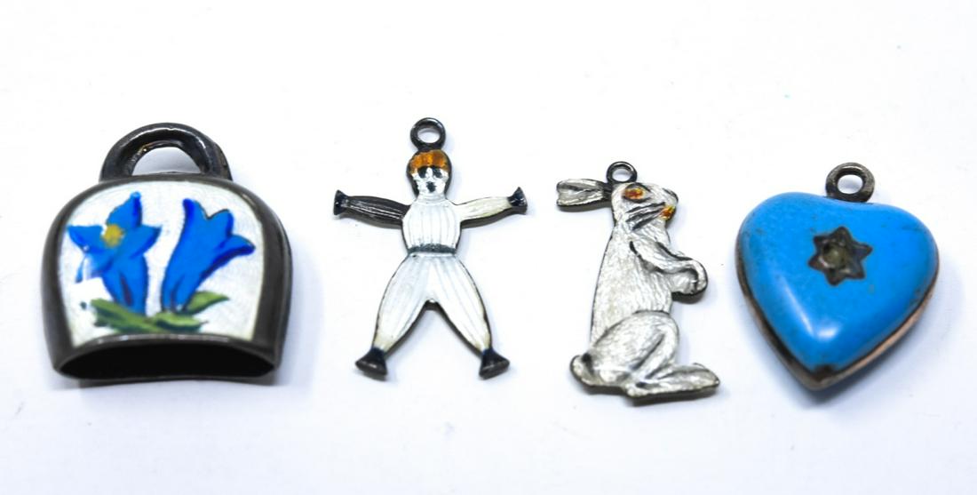 4 Antique Sterling & Enamel Pendants / Charms (1 of 6)