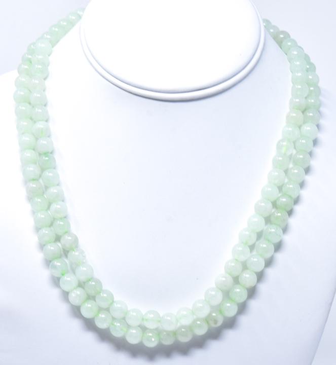 Pair Green Nephrite Jade Beaded Necklace Strands (1 of 5)