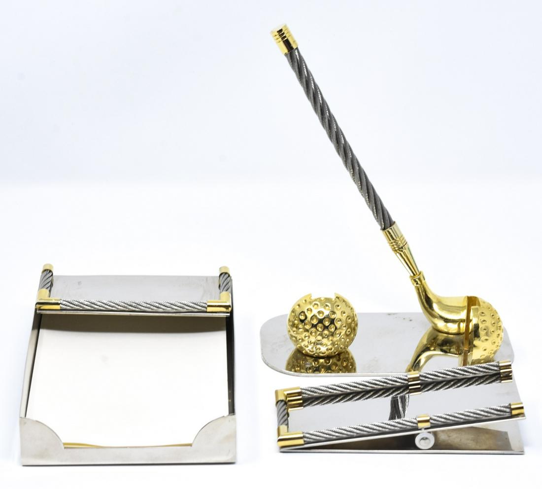 Chrome & Brass Desk Set – 4 Pieces (1 of 6)