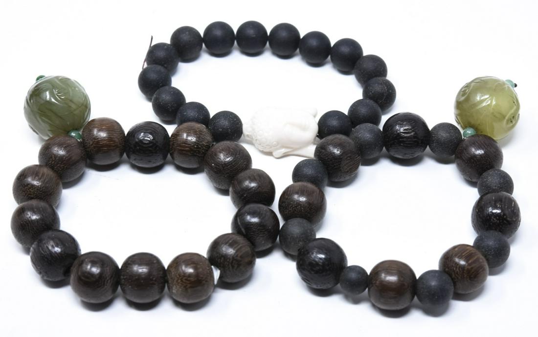 Lot of Ebony, Jade and Hard Stone Bracelets (1 of 5)