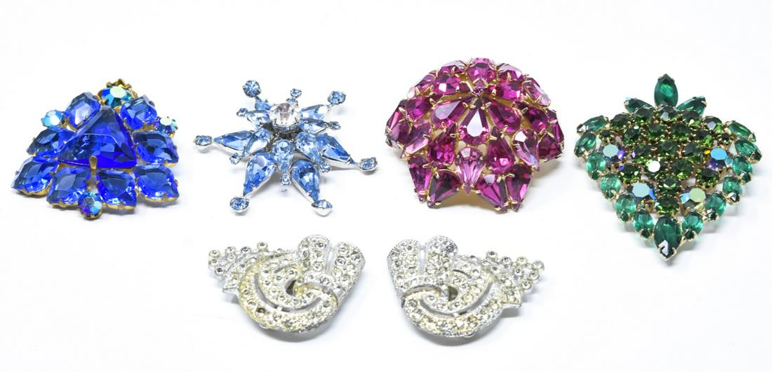 Lot of 6 Vintage Costume Brooches & Buckle (1 of 6)