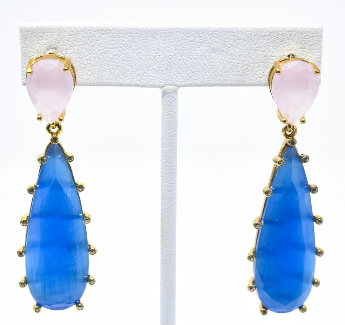 Rose Quartz Gold Plated Designer Drop Earrings (1 of 6)