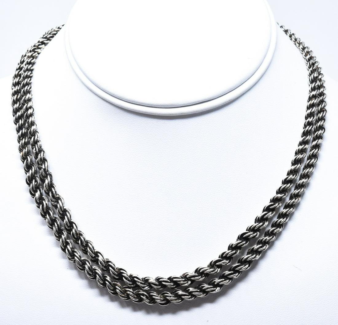 Vintage Sterling Silver Double Rope Necklace (1 of 5)
