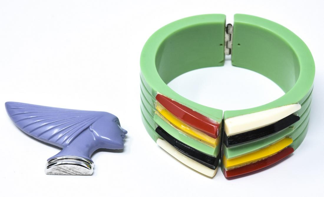 Vintage Acrylic Bracelet & Art Deco Brooch (1 of 7)