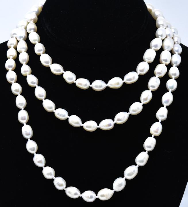 50 In Hand Knotted Necklace w Large Baroque Pearls (1 of 5)