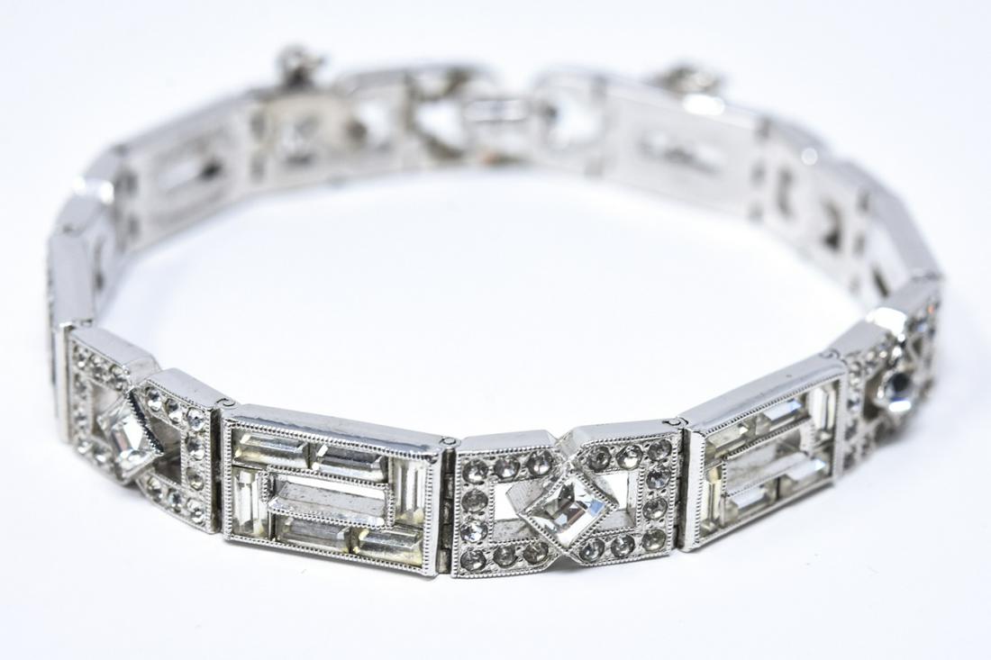 Vintage Costume Rhinestone Rhodium Plate Bracelet (1 of 6)