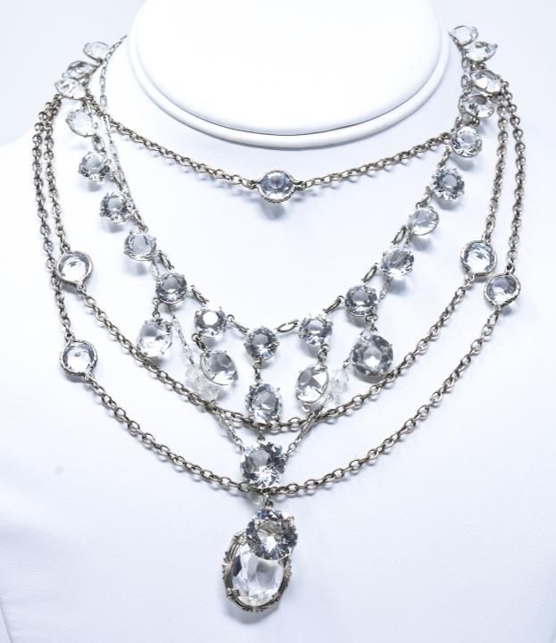 Vintage or Antique Silver Tone & Crystal Necklaces (1 of 6)
