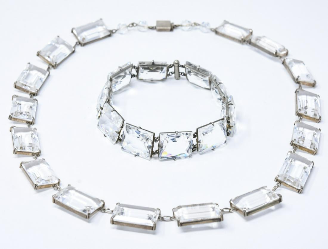 Vintage Art Deco Silver Crystal Necklace Bracelet (1 of 6)