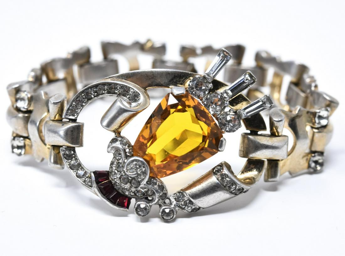 Vintage Retro Sterling Silver Rhinestone Bracelet (1 of 6)