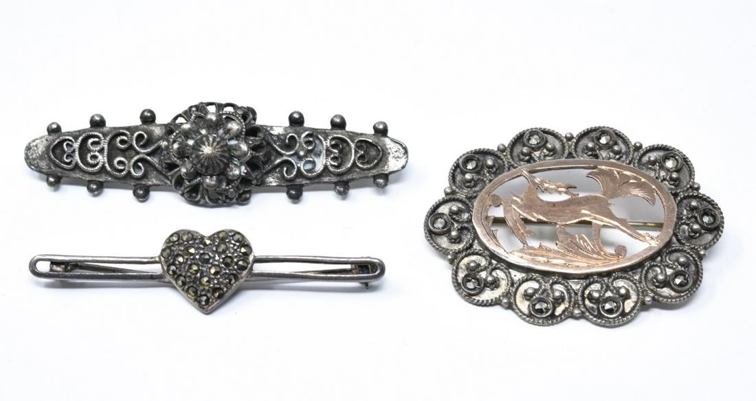 Three Antique & VIntage Pins Including Sterling (1 of 6)