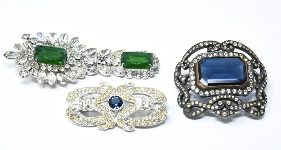 Three Antique & Vintage Rhinestone Paste Brooches (1 of 5)