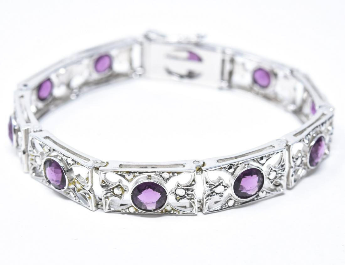 Art Deco Style Sterling Silver Marcasite Bracelet (1 of 5)