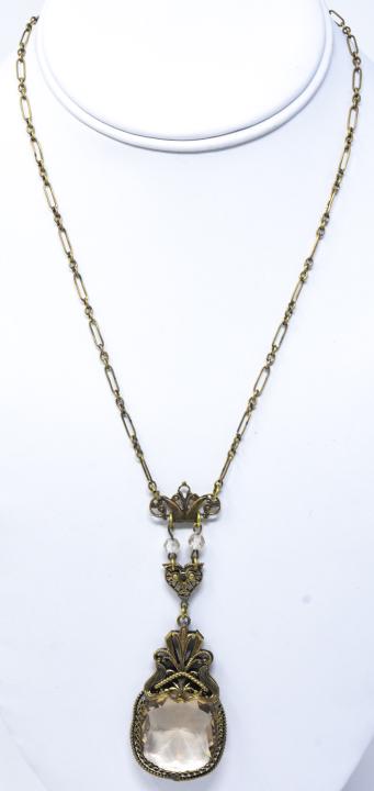 Vintage Art Deco Style Gilt Metal Necklace (1 of 6)