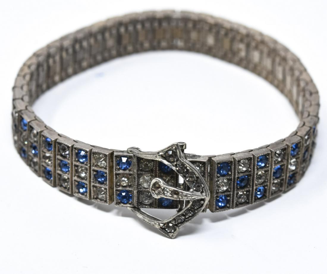Antique Art Deco Sterling Silver & Paste Bracelet (1 of 6)