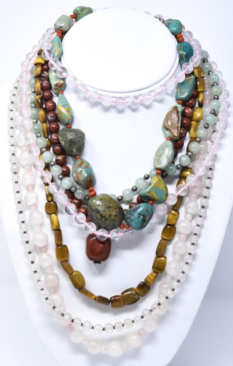 Vintage Handmade Natural Stone Beaded Necklaces (1 of 5)