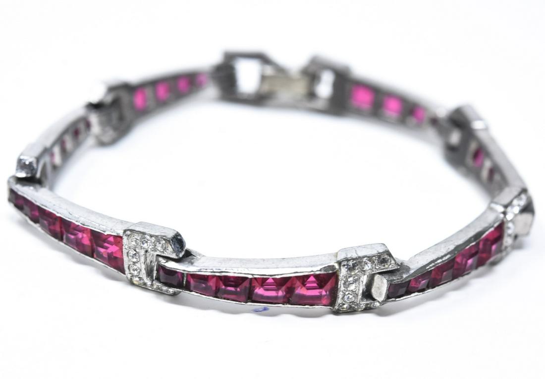 Vintage C 1930s Art Deco Style Faux Ruby Bracelet (1 of 5)