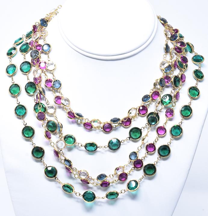 Vintage Gilt Metal & Rhinestone Crystal Necklaces (1 of 7)