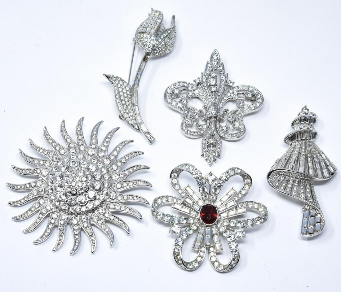 Silver Tone & Rhinestone Statement Brooch Pins (1 of 6)