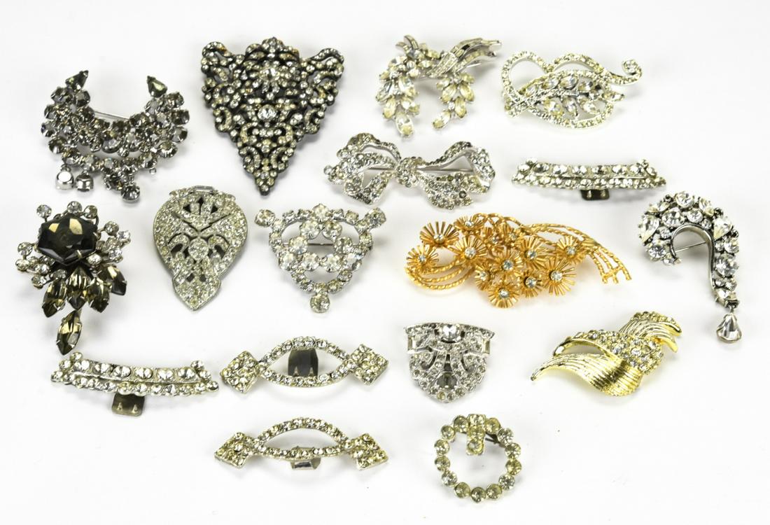 Collection Vintage Costume Jewelry Rhinestone Pins (1 of 6)