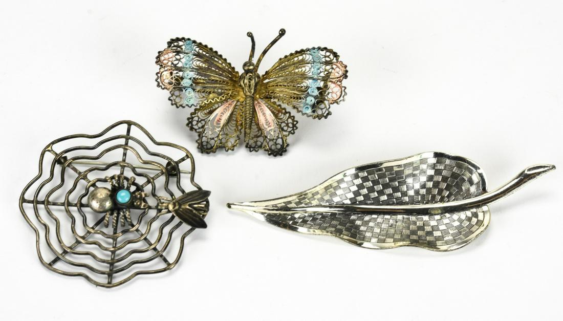 Three Vintage Sterling & 800 Silver Brooch Pins (1 of 5)