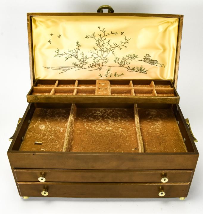 Vintage Mid 20th C Jewelry Box w Two Drawers (1 of 6)