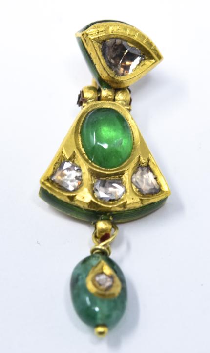Antique Mughal Gold Diamond & Emerald Pendant (1 of 6)
